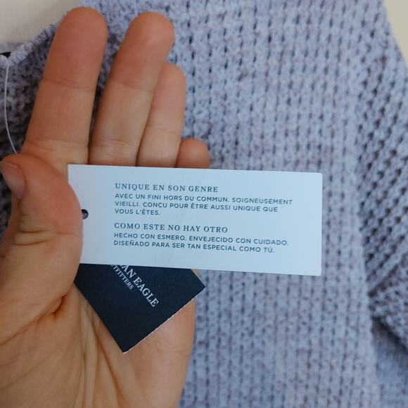 American Eagle Light Purple NWT NEW Distressed Top Sweater Size Small Soft - Picture 6 of 11